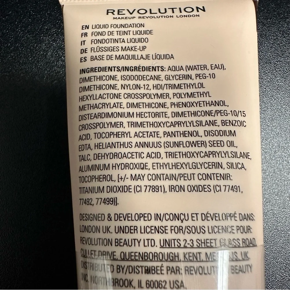 Revolution Matte Base Foundation F10 Shade Full Coverage NIB